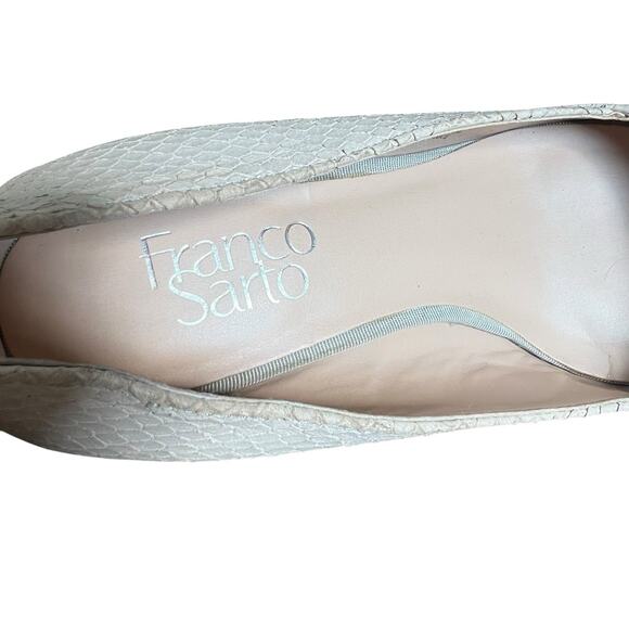 Franco Sarto Frankie Taupe Greige Reptile Wedge Pumps Size 7.5 - Picture 6 of 11
